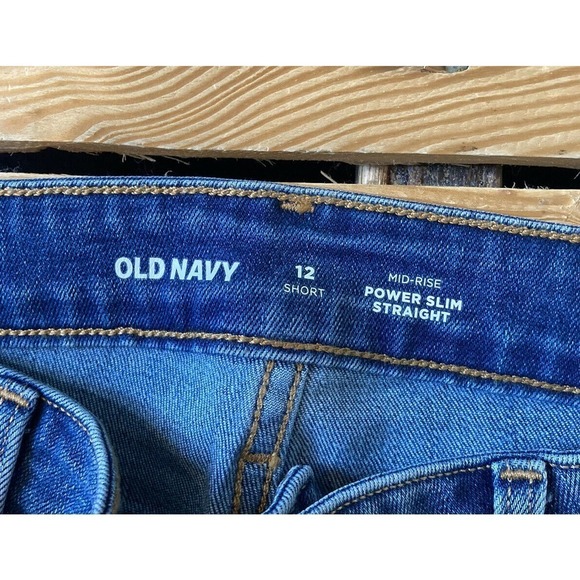 NWT Old Navy Women’s Blue Mid Rise Power Slim Jeans Size 12 Short - Picture 3 of 9